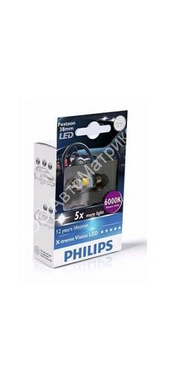 PHILIPS 12859 6000K Лампа светодиодная Fest C5W 12V- 1W (SV8,5-38/11) X-treme Vision LED 1 шт. Philips 12859 Лампа светодиодная Fest C5W 12V- 1W (SV8,5-38/11) X-treme Vision LED 6000K 1шт.
LED-технология используется повсюду... в том числе в вашем автомобилеPhilips представляет новую линейку LED-ламп для сигнального освещения и салона автомобиля. Эти усовершенствованные лампы гарантируют водителям все преимущества LED-освещения плюс избавление от хлопот!Термостойкость• Повышенная устойчивость к перепаду температурПростое подключение• Подходит для большинства автомобилейМаксимальная отдача• Почти в 2 раза больше света, чем от галогенной лампы• Цветовая температура 6000 К