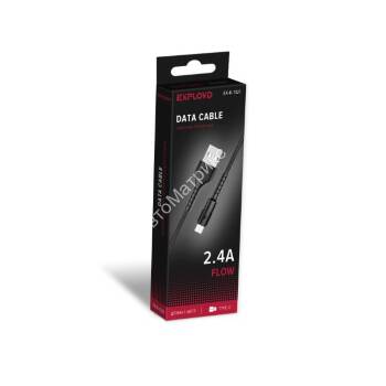 Кабель USB - Type-C Exployd EX-K-1321 Flow, 1.0м, 2.4A, цвет: чёрный Кабель USB - Type-C Exployd EX-K-1321 Flow, 1.0м, 2.4A, цвет: чёрный
