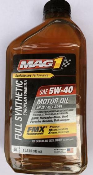 MAG 1® FULL SYNTHETIC EUROPEAN 5W‑40 A3/B4 MOTOR OIL MAG-62836 Синтетическое моторное масло 1 U.S. Qt (946мл.) MAG 1® FULL SYNTHETIC EUROPEAN 5W‑40 A3/B4 MOTOR OIL MAG-62836 Синтетическое моторное масло 1 U.S. Qt (946мл.)