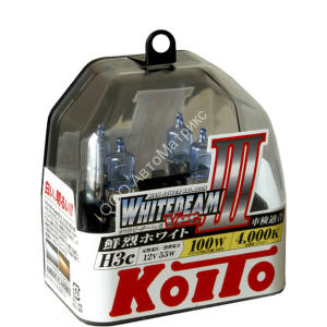Koito P0753W Whitebeam ver.III (4000K) H3С 12V 55W лампа галогенная 2 шт. Koito H3С Whitebeam ver.III (4000K) 12V 55W лампа галогенная
