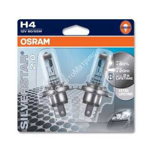 OSRAM 64193SV2-02B SILVERSTAR 2.0 H4 12V 60/55W (P43t) 2 шт. OSRAM 64193SV2-02B SILVERSTAR 2.0 H4 12V 60/55W (P43t) 2 шт. 