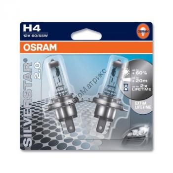 OSRAM 64193SV2-02B SILVERSTAR 2.0 H4 12V 60/55W (P43t) 2 шт. OSRAM 64193SV2-02B SILVERSTAR 2.0 H4 12V 60/55W (P43t) 2 шт. 