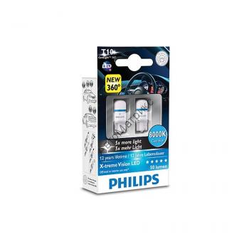 PHILIPS 12799 8000K Комплект светодиодных ламп 2шт. W5W 12V-1W (W2,1x9,5d) X-treme Vision LED PHILIPS 12799 Комплект светодиодных ламп 2шт. W5W 12V-1W (W2,1x9,5d) X-treme Vision LED 8000K