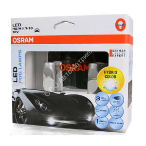 OSRAM 65219CW Комплект светодиодных ламп H8/ H11/ H16 (6000K) 2 шт. Светодиодные лампы OSRAM LEDriving Retrofit с универсальным разъемом, подходят для автомобилей с цоколем H8, H11, H16, комплект 2 шт.
