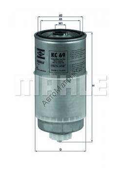 Фильтр топливный KNECHT (MAHLE) KC 69 Фильтр топливный KNECHT (MAHLE) KC 69 028 127 435A AUDI 80,100,A4,A6/VW PASSAT 1.9TDi,2.5TDi    VOLVO 850,S70,S80