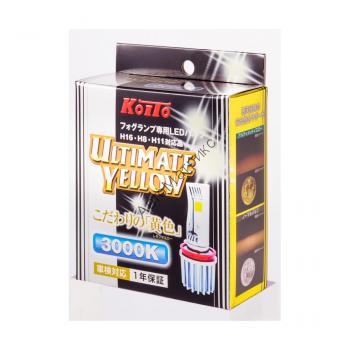 Koito P216KY Ultimate Yellow Комплект светодиодных ламп в ПТФ H11, H8, H16, (3000K) Комплект светодиодных ламп KOITO в противотуманные фары. (цвет: желтый)