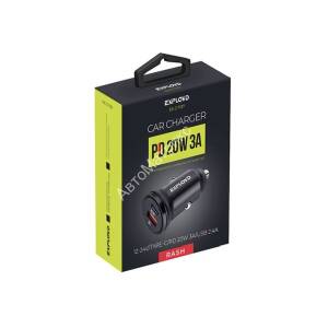 Блок питания автомобильный 1 USB, Type-C Exployd EX-Z-1137, RASH, 3.0A, цвет: чёрный Блок питания автомобильный 1 USB, Type-C Exployd EX-Z-1137, RASH, 3.0A, цвет: чёрный