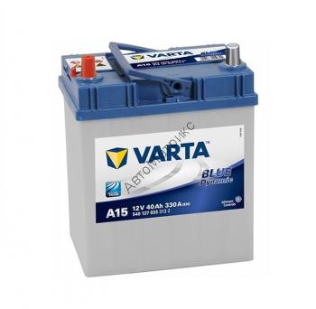 Аккумулятор автомобильный VARTA A15 Blue dynamic ASIA, 12V 40Ah 330A, прямой полярности (тонкие клеммы), 187x127x227 Аккумулятор автомобильный VARTA A15 Blue dynamic ASIA, 12V 40Ah 330A, прямой полярности (тонкие клеммы), 187x127x227
