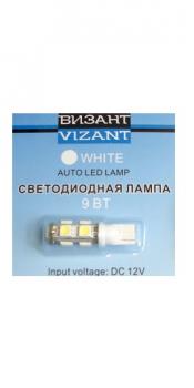 VIZANT 0007 Бесцокольная лампа W5W, 9вт, цвет белый, 1шт. Маркировка: W5W
Тип цоколя: W2,1х9,5d
Количество SMD-чипов: 9
Потребление: 9W
Цвет свечения: белый
Место установки: передние габариты
