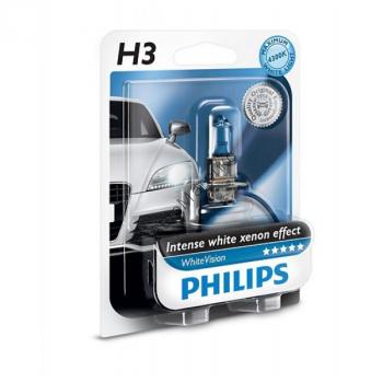 PHILIPS 12336WHVB1 White Vision Галогенная лампа Н3 12V 55W (PK22s) PHILIPS 12336BV BlueVision (4000K) Галогенная лампа Н3 12V 55W (PK22s)