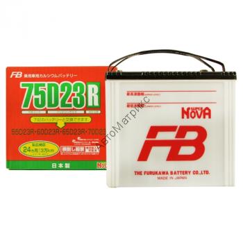 Аккумулятор FB &quot;SUPER NOVA&quot; 75D23R 65 A/ч 530A, прямой полярности, 230x170x200  
Аккумуляторы SUPER NOVA из-за крайне низких потерь электролита в процессе эксплуатации относят к классу необслуживаемых, хотя при желании электролит можно легко заменить или долить дистиллированную воду, так как батареи имеют заливные отверстия с ввинчивающимися пробками, как обычные батареи.
Батареи продаются залитыми, после покупки их не надо подзаряжать или доливать в них электролит.
Для удобства обслуживания аккумуляторы SUPER NOVA оснащаются специальными «глазками», показывающими три состояния батареи:
1- все хорошо,
2 – нужна зарядка,
3 – добавить дистиллированной воды.
 