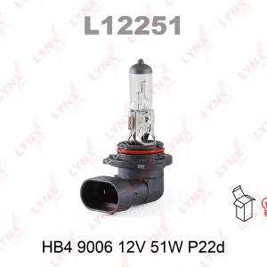 Лампа галогеновая LYNXauto HB4 (9006)12V 51W P22d L12251 1 шт. Лампа галогеновая LYNXauto HB4 (9006)12V 51W P22d L12251 1 шт.