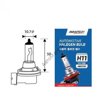 Avantech AB0032 Лампа галогенная H11 12V 55W (PGJ19-2) 1 шт. Стандартная лампа ближнего света (противотуманной фары) H11
Сделано в Корее
