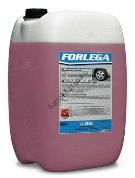 Forlega Концентрированное кислотное моющее средство для дисков. 25 кг. FORLEGA  Характеристики: Продукт на кислотной основе с особым сочетанием компонентов, что делает его чрезвычайно эффективным против окислов и пыли на колесах от тормозных накладок. Быстро очищает даже без использования щетки, придавая поверхности ослепи