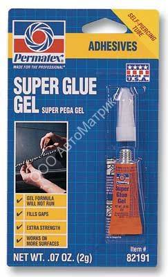 Permatex 82191 Супер клей (гель) Клей PERMATEX 82191 2g Super Pega гель - Супер клей (Гель) - Permatex® Super Glue Gel Гелеобразная консистенция данного клея очень удобна для точного применения и при креплении деталей к вертикальной поверхности. Арт. 82191, 30879