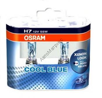 OSRAM 64210CB BOX Комплект ламп H7 55W белый спектр 1 комплект. OSRAM COOL BLUE – стильный вид и безопасность. Освещает дорогу модным и ярким светлым синевато-белым светом и производит практически такое же впечатление, что и свет ксеноновых ламп.