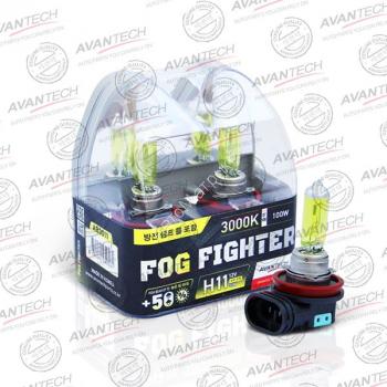 Avantech AB3011 FOG FIGHTER H11 12V 55W (100W) 3000K Лампа высокотемпературная  (ярко-желтый свет) - 2 шт. Avantech AB3011 FOG FIGHTER H11 12V 55W (100W) 3000K Лампа высокотемпературная  (ярко-желтый свет) - 2 шт.