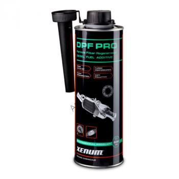 Xenum DPF PRO Присадка в дизельное топливо, очиститель DPF 500 мл. DPF PRO – это профессиональный продукт, разработанный с целью усиления пассивной регенерации и очистки дизельного сажевого фильтра, каталитического конвертера-нейтрализатора, а также турбокомпрессора и его лопастей с изменяемой геометриией.