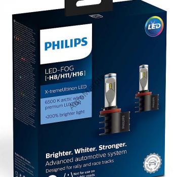 Автомобильная светодиодная лампа Philips X-treme Ultinon LED H11/H8/H16 12V 6500K (2 шт.) 12794UNIX2 (замена12834UNIX2) Светодиодные лампы для противотуманных фар Philips X-treme Ultinon LED с универсальным разъемом, подходят для автомобилей с цоколем H8, H11, H16