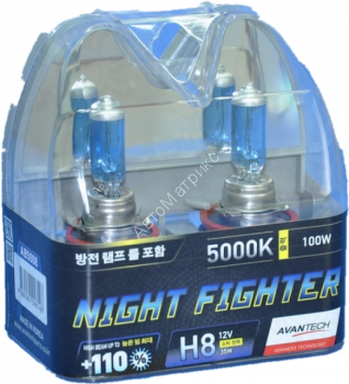 Лампа высокотемпературная Avantech NIGHT FIGHTER H8 12V 35W (70W) 5000K пластик. упаковка - 2 шт Лампа высокотемпературная Avantech NIGHT FIGHTER, комплект 2 шт.
Цоколь: H8  Напряжение: 12V Мощность: 35W, светит: 70W
Цветовая температура: 5000K Сделано в Корее 