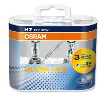 OSRAM 64150ULTBOX ULTRA LIFE H1 12V 55W (P14.5s) 2шт. OSRAM ULTRA LIFE – с увеличенным в 3 раза сроком службы