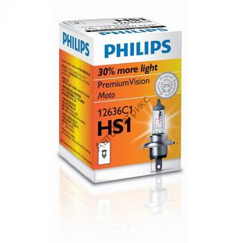 PHILIPS 12636C1 Лампа Moto HS1 12V 35/35W (PX43t) 1 шт. PHILIPS 12636 Лампа галогеновая HS1 12V-35/35W (PX43t)