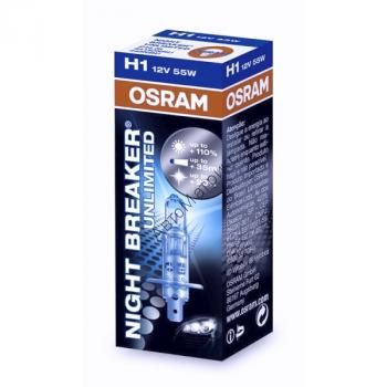 OSRAM 64150NBU NIGHT BREAKER UNLIMITED H1 12V 55W (P14.5S) 1 шт. Лампы Osram Night Breaker Unlimited на сегодняшний день являются самыми мощными галогенными лампами от Осрам.