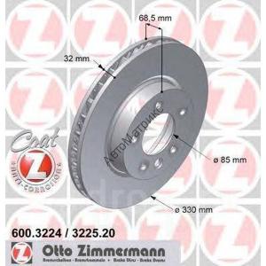 ZIMMERMANN 600.3224.20 Диск тормозной передний левый PORSCHE CAYENNE 02-10 VW TOUAREG 2.5-6.0 2002=&gt; (330x32) ​1 шт.​ ZIMMERMANN 600.3224.20 Диск тормозной передний левый PORSCHE CAYENNE 02-10 VW TOUAREG 2.5-6.0 2002=> (330x32) ​1 шт.​