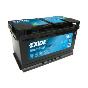 Аккумулятор автомобильный Exide AGM EK800 12V 80Ah 800A, обратной полярности, 315х175х190 Аккумулятор StartStop AGM 12V 80Ah 800A 315х175х190 ETN0 EN клемы Крепление B13