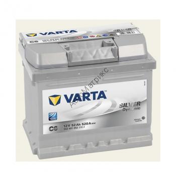 Аккумулятор автомобильный VARTA C6 Silver dynamic 12V 52Ah 520A, обратной пролярности,  207x175x175 Аккумулятор автомобильный C6 Silver dynamic 12V 52Ah 520A 207x175x175, обратной пролярности
552 401 052 C6 3162
552401052