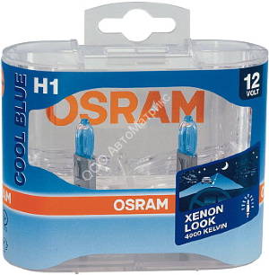 OSRAM 64150CB BOX COOL BLUE H1 12V 55W (P14.5s) 2 шт. OSRAM COOL BLUE – стильный вид и безопасность. Освещает дорогу модным и ярким светлым синевато-белым светом и производит практически такое же впечатление, что и свет ксеноновых ламп.